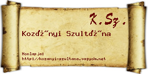Kozányi Szultána névjegykártya