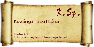 Kozányi Szultána névjegykártya